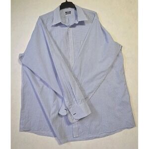 Men's IZOD 3 XL Long Sleeve Dress Shirt Blue And White Small Check Pattern